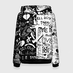 Толстовка-худи женская Doom x liil peep pattern black, цвет: 3D-черный