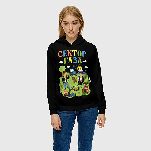 Женская толстовка Сектор газа, мультяшный стиль / 3D-Черный – фото 3