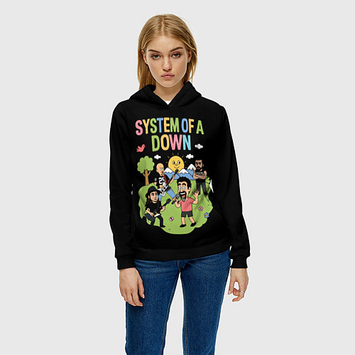 Женская толстовка System of a Down мультяшный / 3D-Черный – фото 3