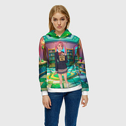 Толстовка-худи женская Дандадан Сиратори Айра хочет обнимашек, цвет: 3D-белый — фото 2