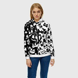 Толстовка-худи женская Doom x Marshmello pattern, цвет: 3D-белый — фото 2