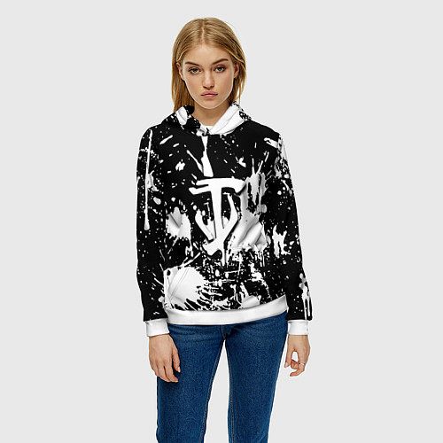 Женская толстовка Doom белые краски / 3D-Белый – фото 3