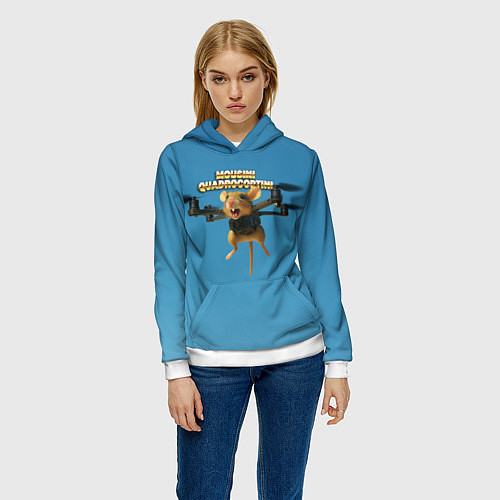 Женская толстовка Mousini Quadrocoptini мем / 3D-Белый – фото 3
