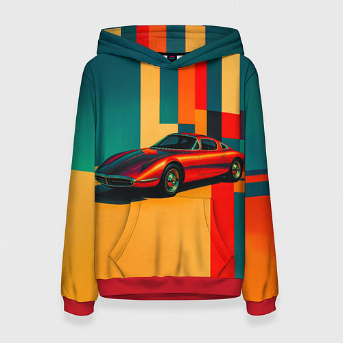 Женская толстовка Спорткар ретрофутуризм поп-арт 1970-е / 3D-Красный – фото 1