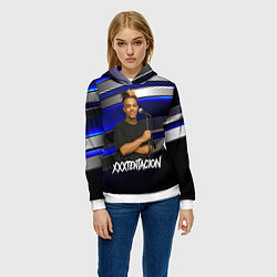 Толстовка-худи женская XXXTentacion с микрофоном довольный, цвет: 3D-белый — фото 2