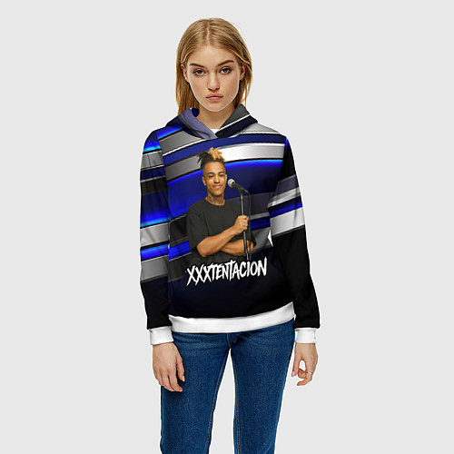 Женская толстовка XXXTentacion с микрофоном довольный / 3D-Белый – фото 3