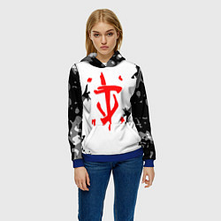 Толстовка-худи женская Doom лого камуфляж текстура, цвет: 3D-синий — фото 2