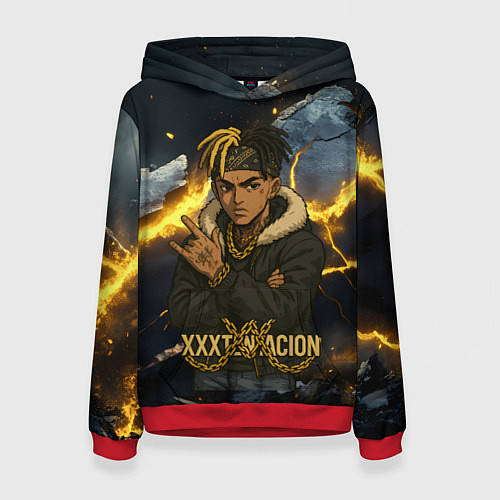 Женская толстовка XXXTentacion мультяшный стиль / 3D-Красный – фото 1