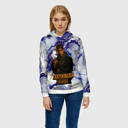 Толстовка-худи женская XXXTentacion gangster, цвет: 3D-белый — фото 2