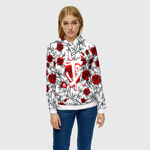 Женская толстовка Doom розы / 3D-Белый – фото 3