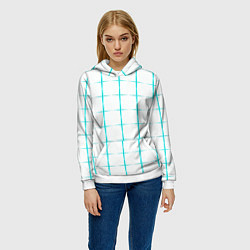 Толстовка-худи женская Color white light blue crosses, цвет: 3D-белый — фото 2