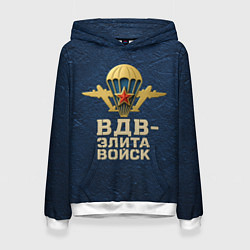 Толстовка-худи женская ВДВ элита войск золотая эмблема, цвет: 3D-белый