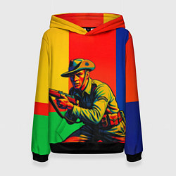 Толстовка-худи женская Австралийский ретро солдат поп-арт, цвет: 3D-черный