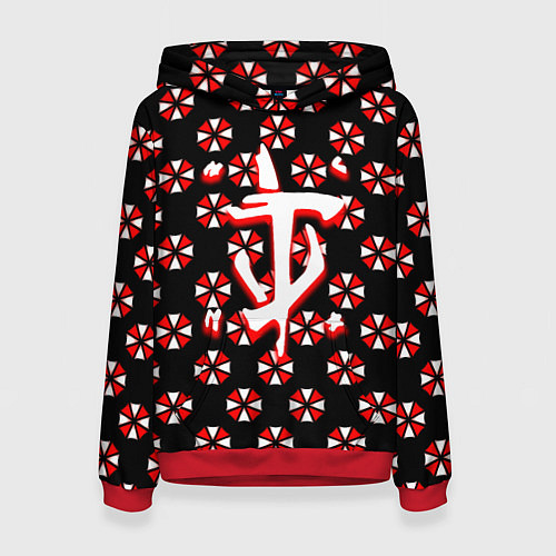 Женская толстовка Doom x resident evil pattern / 3D-Красный – фото 1