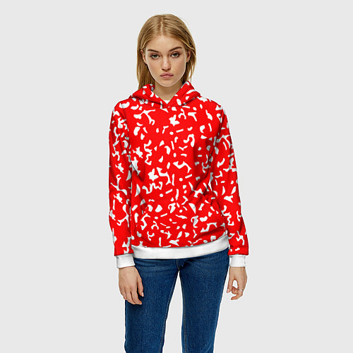Женская толстовка Красный яркий камуфляж / 3D-Белый – фото 3