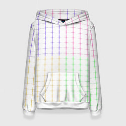 Толстовка-худи женская Color white multicolored stripes, цвет: 3D-белый