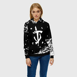 Толстовка-худи женская Doom белый всплеск красок, цвет: 3D-черный — фото 2