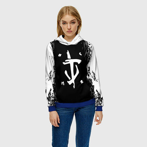 Женская толстовка Doom краска белая текстура / 3D-Синий – фото 3