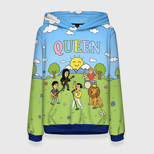 Женская толстовка Queen мультяшный стиль на поляне / 3D-Синий – фото 1