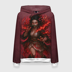 Толстовка-худи женская Незуко Камадо реализм, цвет: 3D-белый