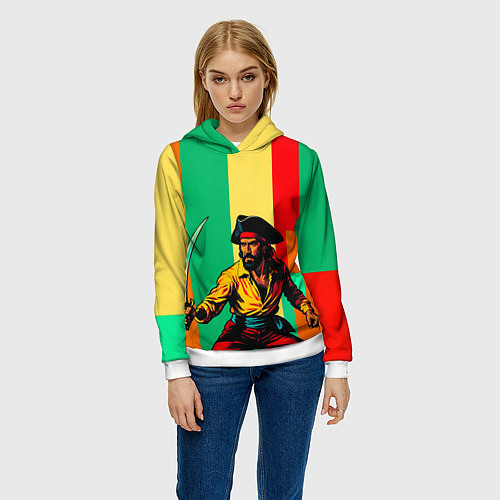 Женская толстовка Пират поп-арт / 3D-Белый – фото 3