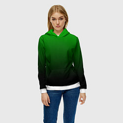 Толстовка-худи женская Green gradient, цвет: 3D-белый — фото 2