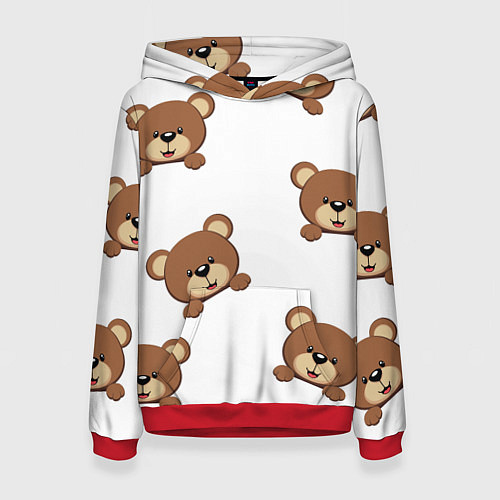 Женская толстовка Мордашка мишки / 3D-Красный – фото 1