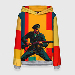 Толстовка-худи женская Белогвардеец поп-арт, цвет: 3D-меланж