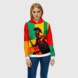 Толстовка-худи женская Спартанский воин поп-арт, цвет: 3D-белый — фото 2