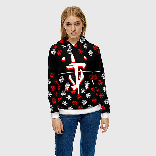 Женская толстовка Doom winter pattern steel / 3D-Белый – фото 3