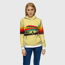 Толстовка-худи женская Ретро автобус РАФ-977 поп-арт, цвет: 3D-белый — фото 2