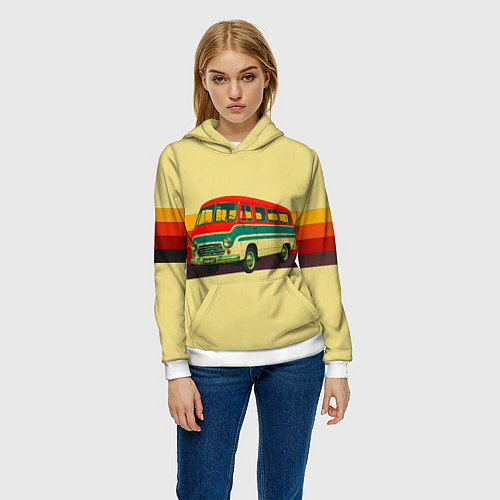 Женская толстовка Ретро автобус РАФ-977 поп-арт / 3D-Белый – фото 3