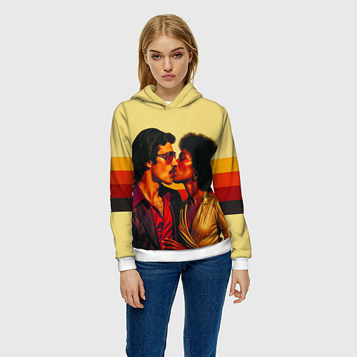 Женская толстовка Диско поцелуй поп-арт 1970-е / 3D-Белый – фото 3