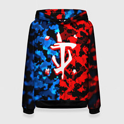 Толстовка-худи женская Doom камуфляж текстура, цвет: 3D-черный