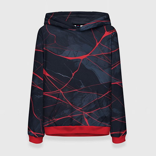 Женская толстовка Мраморные узоры из переплетений красных линий / 3D-Красный – фото 1