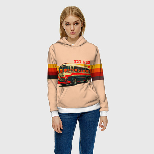 Женская толстовка ПАЗ 652 ретро автобус поп-арт / 3D-Белый – фото 3