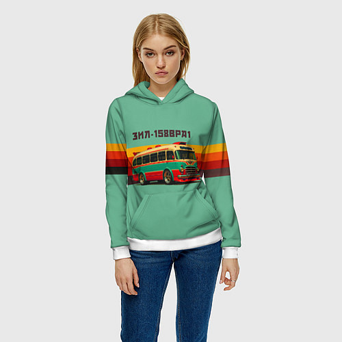 Женская толстовка Ретро автобус ЗИЛ 158ВРА1 поп-арт / 3D-Белый – фото 3