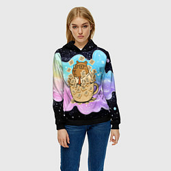 Толстовка-худи женская Менеджер капибара в кружке в стикерах, цвет: 3D-черный — фото 2