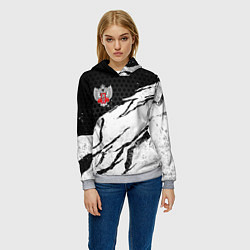 Толстовка-худи женская Федерация бокса России - белый затертый, цвет: 3D-меланж — фото 2