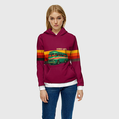 Женская толстовка Ретро автобус КАВЗ-685 поп-арт / 3D-Белый – фото 3