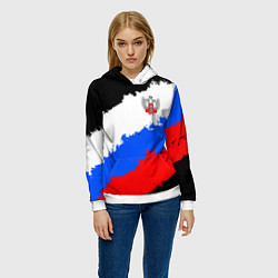 Толстовка-худи женская Федерация бокса России - триколор, цвет: 3D-белый — фото 2