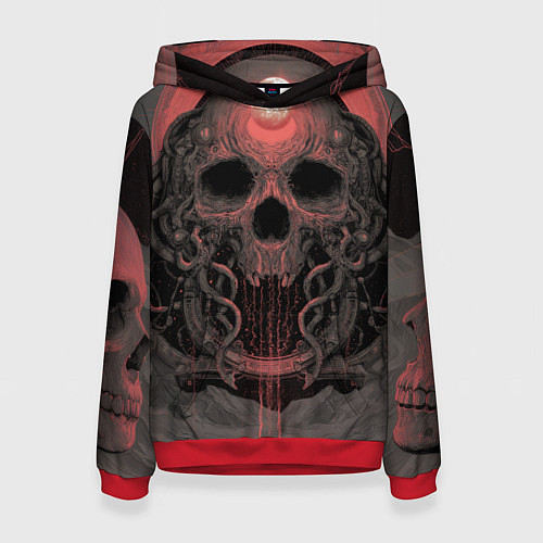 Женская толстовка Металл арт - череп / 3D-Красный – фото 1