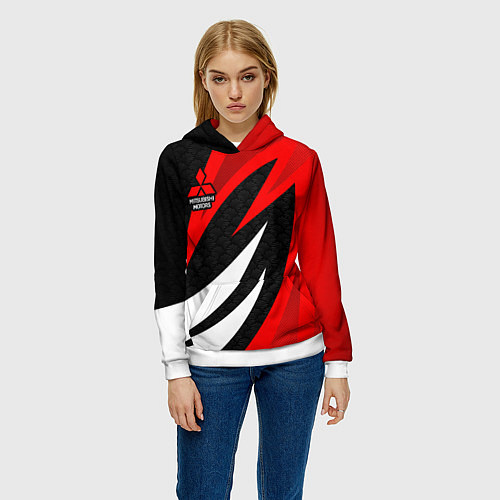 Женская толстовка Митсубиси - красный спорт / 3D-Белый – фото 3