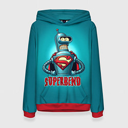 Толстовка-худи женская Bender superman - collaboration, цвет: 3D-красный