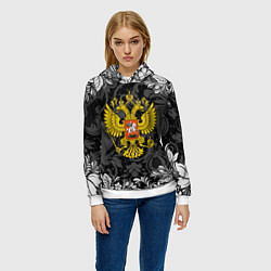 Толстовка-худи женская Герб РФ, цвет: 3D-белый — фото 2