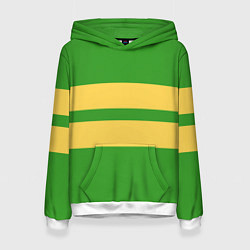 Толстовка-худи женская Фриск андертейл - полоски на зеленом, цвет: 3D-белый