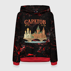 Толстовка-худи женская Саратов город, цвет: 3D-красный