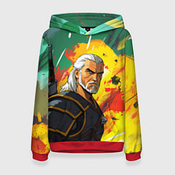 Толстовка-худи женская Ведьмак в аниме стиле, цвет: 3D-красный