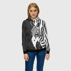 Толстовка-худи женская Зебра, цвет: 3D-черный — фото 2