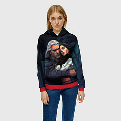 Толстовка-худи женская Йеннифэр и Геральт, цвет: 3D-красный — фото 2